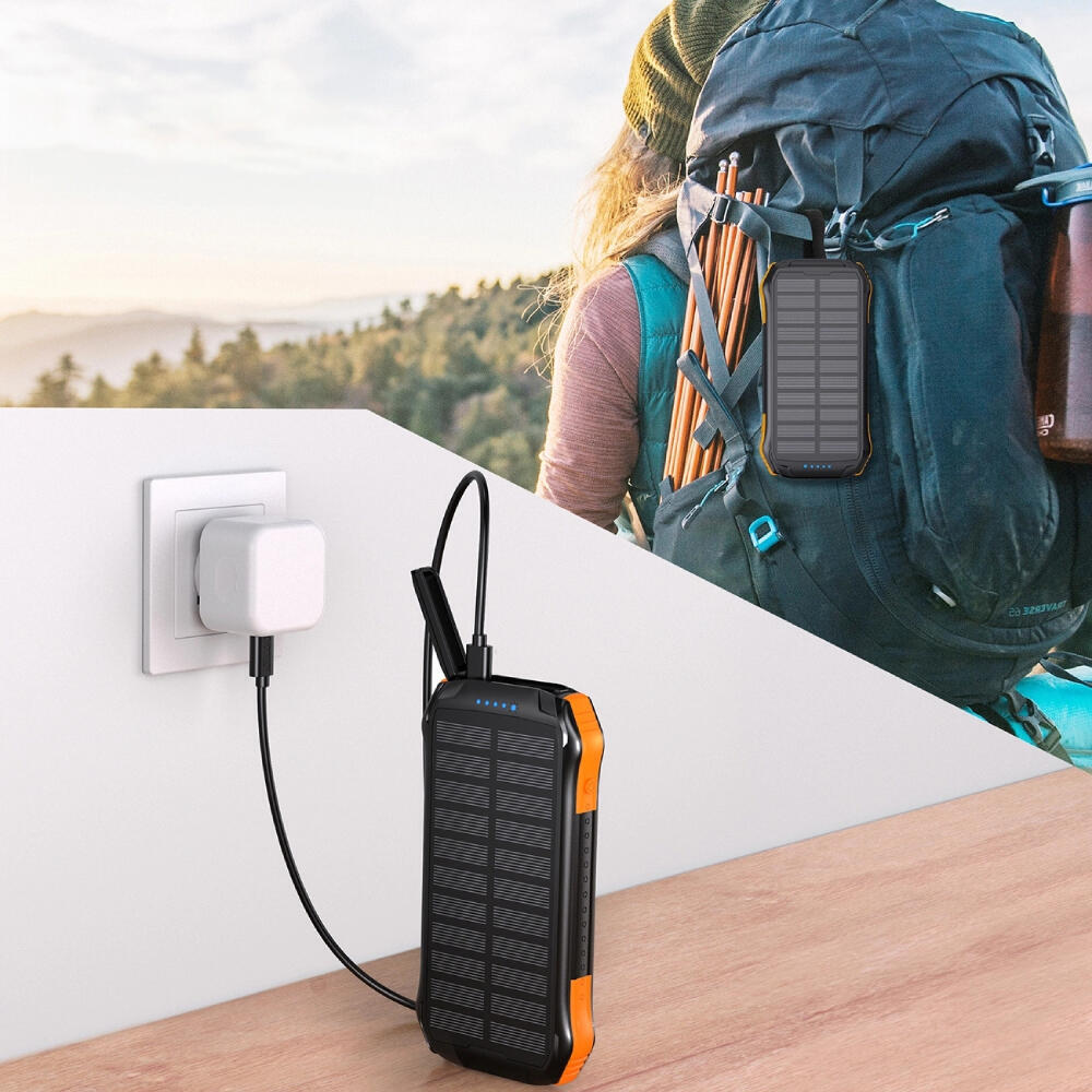 Батарея універсальна Choetech 10000mAh 10W 2USB-A+USB-C,solar panel Black-Orange (B658-OR)