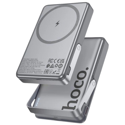 Батарея універсальна HOCO 10000mAh Sunlight PD/20W Magnetic with stand Metal Grey (Q36A / 714987)