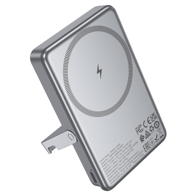 Батарея універсальна HOCO 10000mAh Sunlight PD/20W Magnetic with stand Metal Grey (Q36A / 714987)