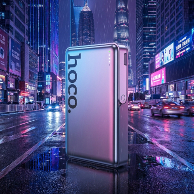 Батарея універсальна HOCO 10000mAh Sunlight PD/20W Magnetic with stand Metal Grey (Q36A / 714987)