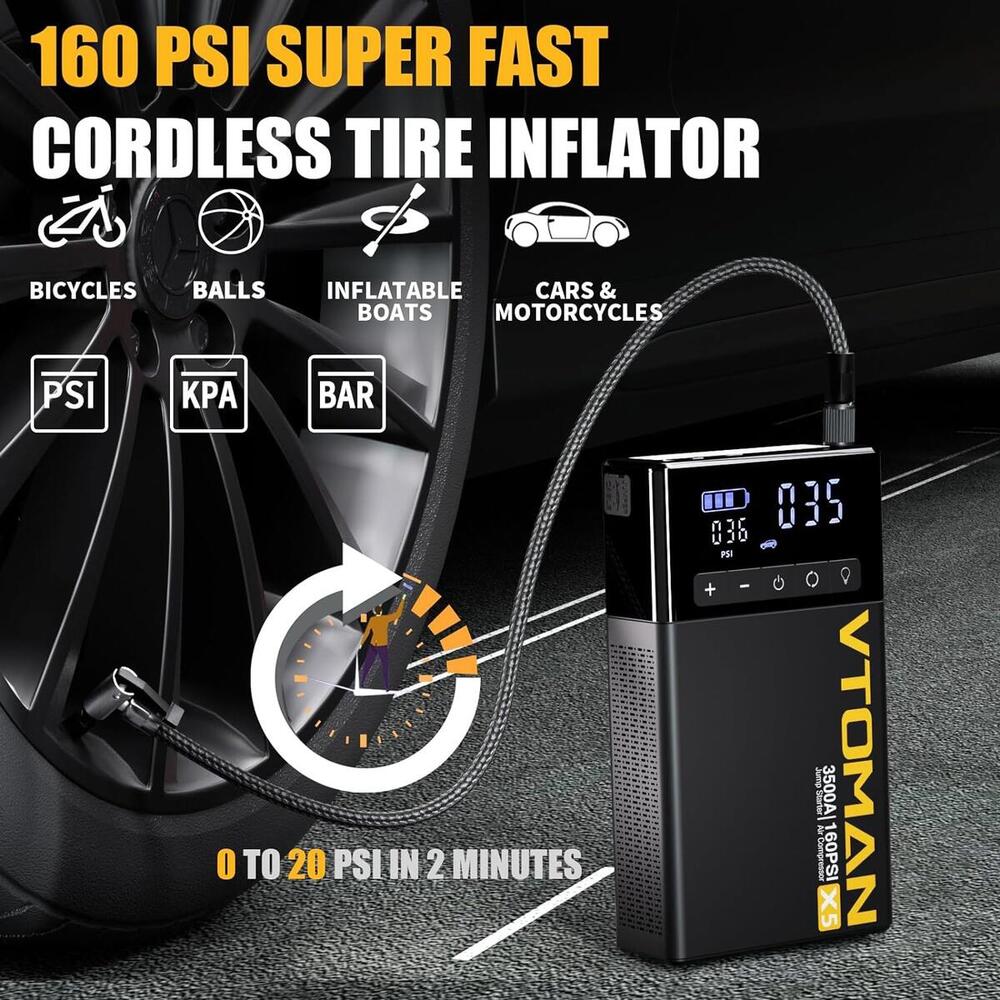 Автомобільний портативний Jump Starter X5 3500A з компресором 160PSI 59.2Wh Vtoman (X5_VTOMAN) (1788852)