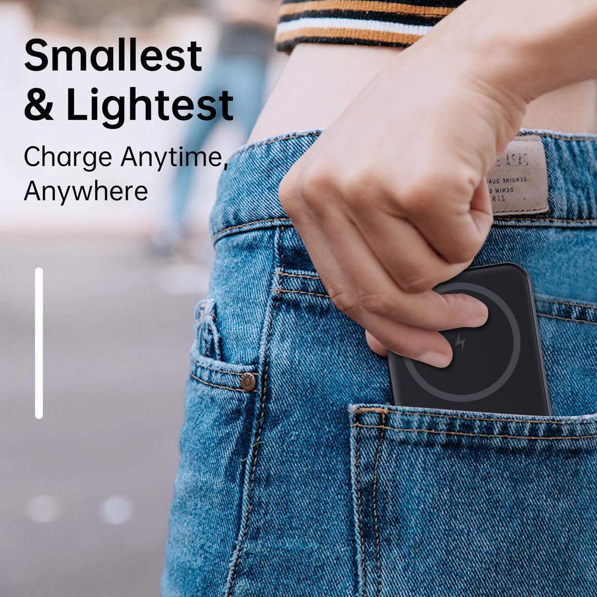 УМБ Choetech Magnetic Wireless 5000mAh 20W PD Qi-15W USB-C In/Out, тонкий, Black (B709-CCBK)