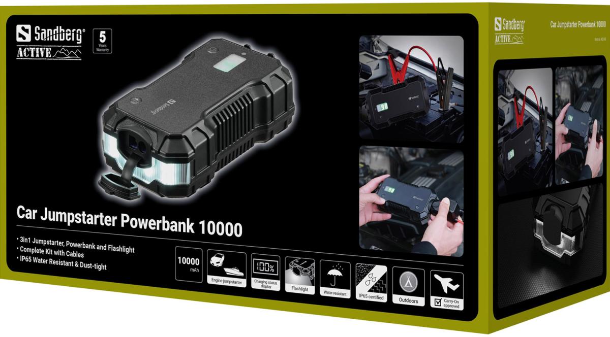 Автомобільний Jump Starter 10000mAh 18W USB-C,USB-A, ліхтар 2W Sandberg (420-98)