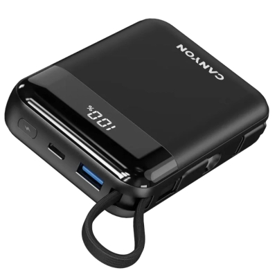 Батарея універсальна Canyon 10000mAh OnPower 104 PD/20W, QC/22.5W built-in cable Black (CNS-CPB104B)
