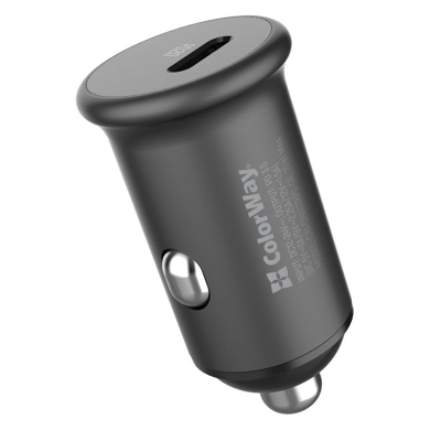 Автомобільний зарядний пристрій ColorWay (1USBx3A, 20W) Power Delivery Port Gray (CW-CHA028PD-GR)
