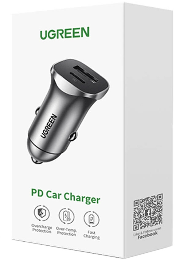 Автозарядка 2xUSB 30W (USB-C + USB-A) CD130 Ugreen (40858)