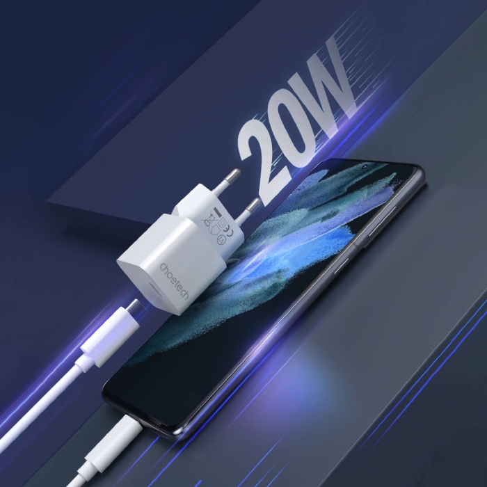 Зарядний пристрій Choetech GaN USB-C 20W QC3.0/PD/PPS (PD5010-EU-WH)