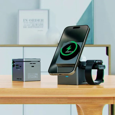 Зарядний пристрій Acefast Wireless QI 3in1 15W E18 Rubik''s (6974316282884)