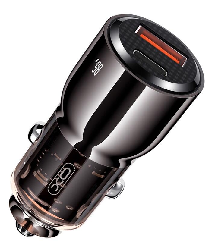авто зарядка XO CC58 95W Car Charger Type-C PD 65W + USB-A 30W (Сірий) (1750551)