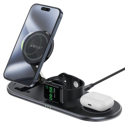 Зарядний пристрій Acefast Wireless QI 3in1 15W E19 Qi2 (6974316283096)