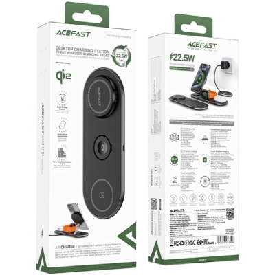 Зарядний пристрій Acefast Wireless QI 3in1 15W E19 Qi2 (6974316283096)
