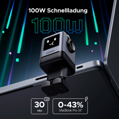 Зарядний пристрій Ugreen 1xUSB + 3xUSB-C GaN 100W Robot X688 gray (45515B)