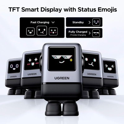 Зарядний пристрій Ugreen 1xUSB + 3xUSB-C GaN 100W Robot X688 gray (45515B)
