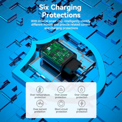 Зарядний пристрій Vention 2xUSB 38W (USB-C+USB-A) PD+QC3.0 black (FBIB0-EU)