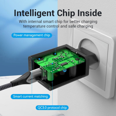 Зарядний пристрій Vention 1xUSB 18W (USB-A) QC3.0 black (FABB0-EU)