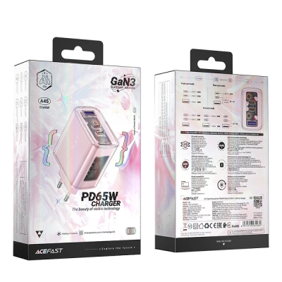 Зарядний пристрій Acefast 3xUSB 65W (2xUSB-C+USB-A) Gan A45 Fast Charger Cherry blossom (69743162820
