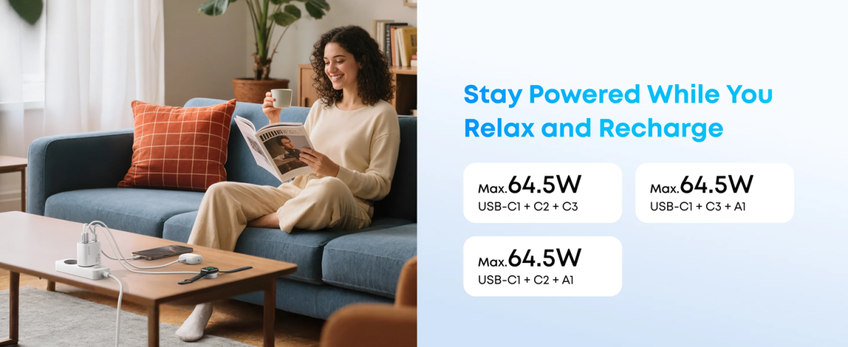 Мережевий зарядний пристрій Anker Charger 70W, 3xUSB-C, 1xUSB-A, Black (A121CG11)