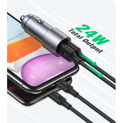 Автомобільний зарядний пристрій Ugreen CD130 (2xUSB 24W (USB-A) QC 3.0 Gray (50592)