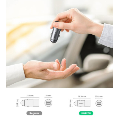 Автомобільний зарядний пристрій Ugreen CD130 (2xUSB 24W (USB-A) QC 3.0 Gray (50592)