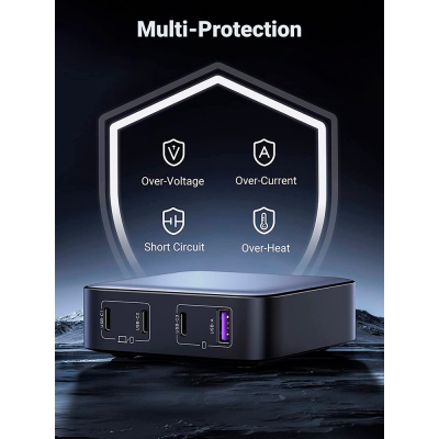Зарядний пристрій Ugreen 4xUSB 100W (3xType-C+USB A QC3) GAN Charger Nexode Series Black CD328 (9092