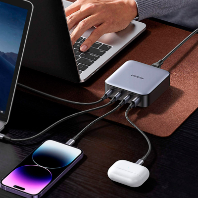 Зарядний пристрій Ugreen 4xUSB 100W (3xType-C+USB A QC3) GAN Charger Nexode Series Black CD328 (9092