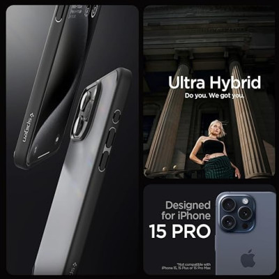 Чохол до мобільного телефона Spigen Apple iPhone 15 Pro Ultra Hybrid Frost Black (ACS06709)