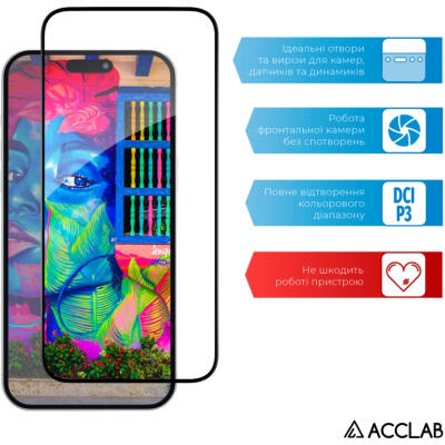 Захисне скло ACCLAB Full Glue для Apple iPhone 15 Black (1283126575228)