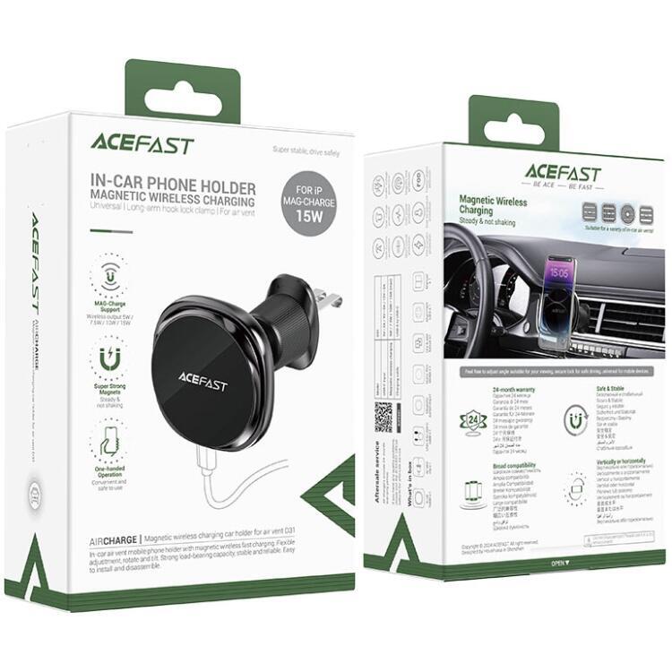 Автомобільне кріплення для смартфона D31 Magnetic wireless charging Acefast (6974316283218) (1827412)