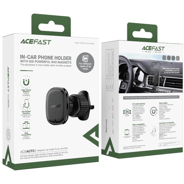 Автомобільне кріплення для смартфона D34 air outlet magnetic Acefast (6974316282310) (1827414)