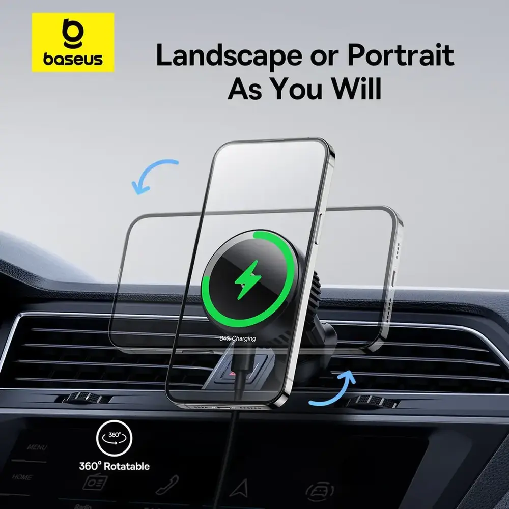 Автомобільний тримач Baseus MagPro Series Magnetic Wireless Charging Car Mount Air Vent Version (C40164100121-00) (1830372)