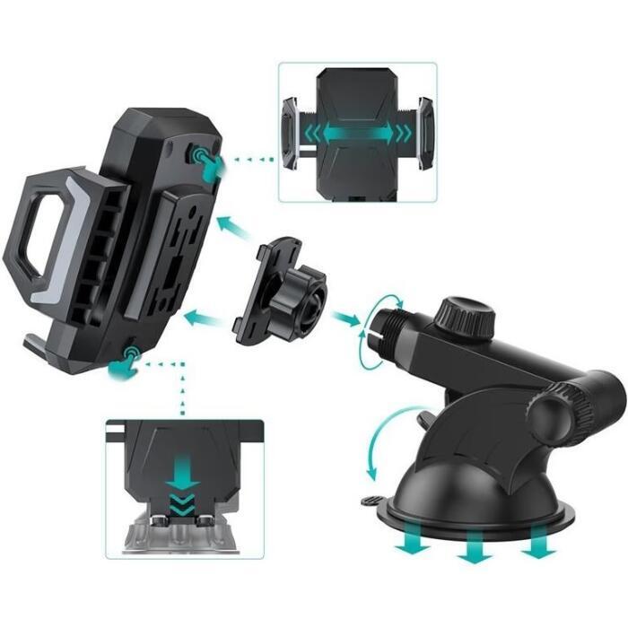 Автомобільне кріплення Choetech з 15W Fast Wireless Charger 4.7-7.2