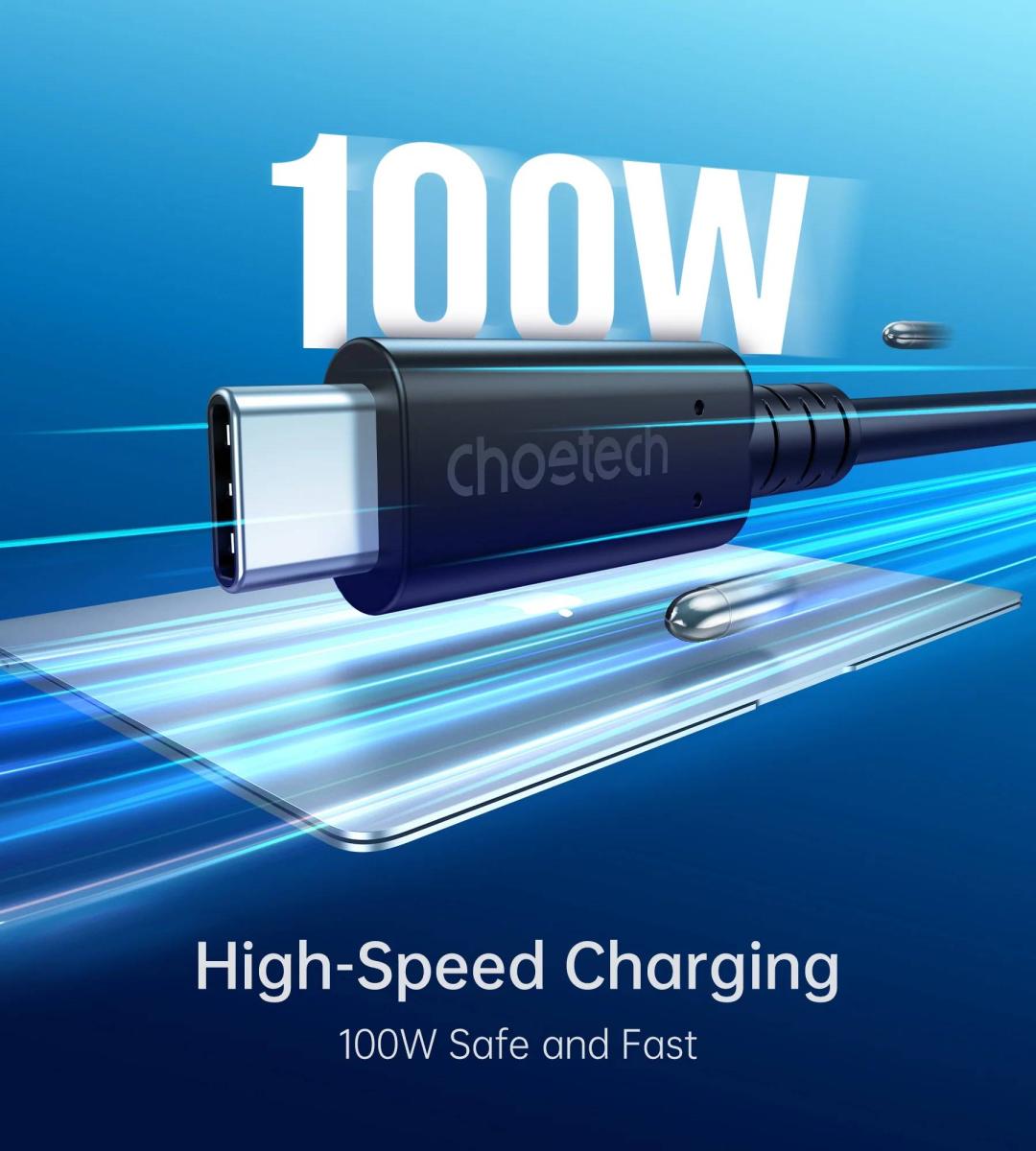 Дата кабель USB-C to USB-C 0.8m USB 4 100W 40Gbps 8K60Hz Choetech (XCC-1028)