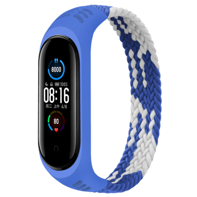 Ремінець BeCover Elastic Nylon Style для Xiaomi Mi Smart Band 5/Mi Smart Band 6 Size M Blue/White (706151)