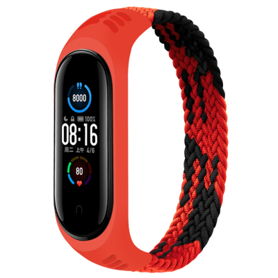 Ремінець BeCover Elastic Nylon Style для Xiaomi Mi Smart Band 5/Mi Smart Band 6 Size M Black/Red (706146)