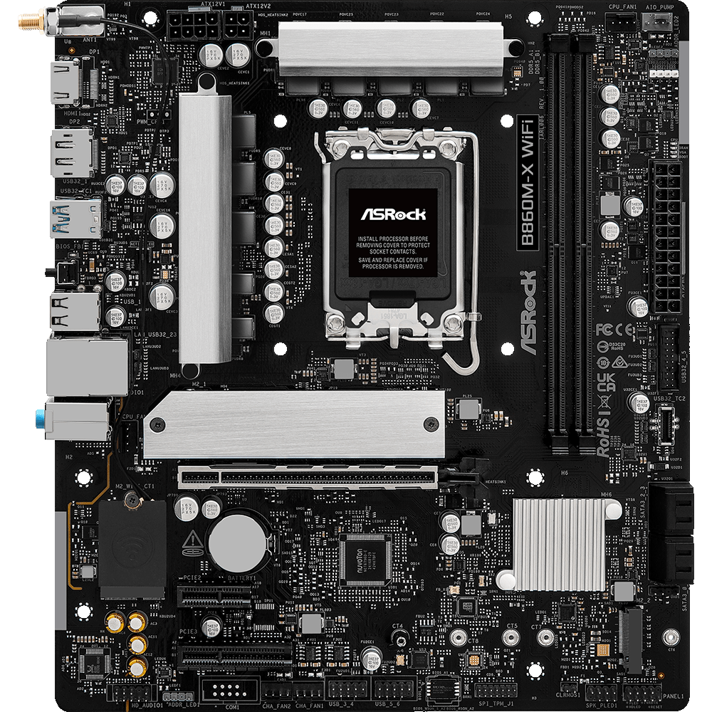 Mатеринська плата s1851 Intel B860 2xDDR5 DP/HDMI  3xM.2 2.5GbE LAN mATX  B860M-X WIFI ASROCK (B860M-X WIFI)