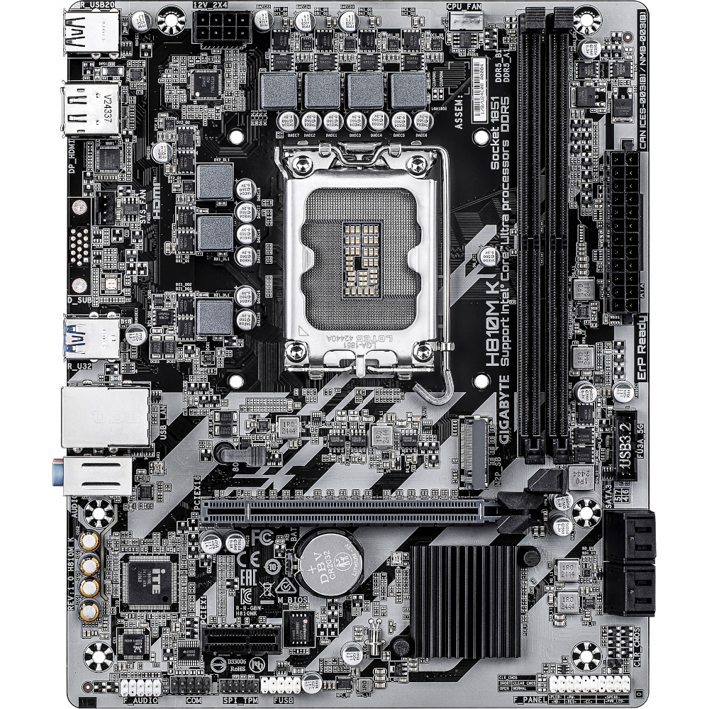 Mатеринська плата s1851 Intel H810 HDMI/DP  1xM.2  GbE LAN mATX  H810M K GIGABYTE (H810M K)
