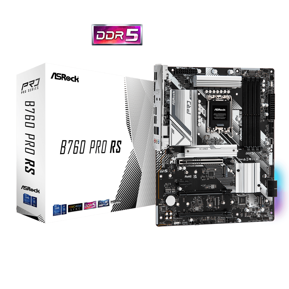 Mатеринська плата s1700 Intel B760 DP/HDMI/eDP 4xM .2 4xDDR5 2.5GbE LAN ATX B760 PRO RS ASROCK (B760 PRO RS)