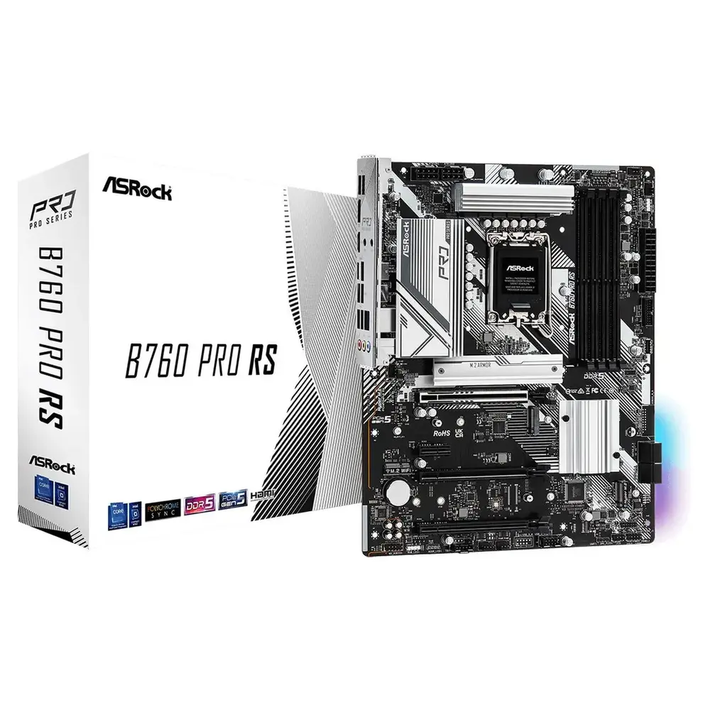 Mатеринська плата s1700 Intel B760 DP/HDMI/eDP 4xM .2 4xDDR5 2.5GbE LAN ATX B760 PRO RS ASROCK (B760 PRO RS)