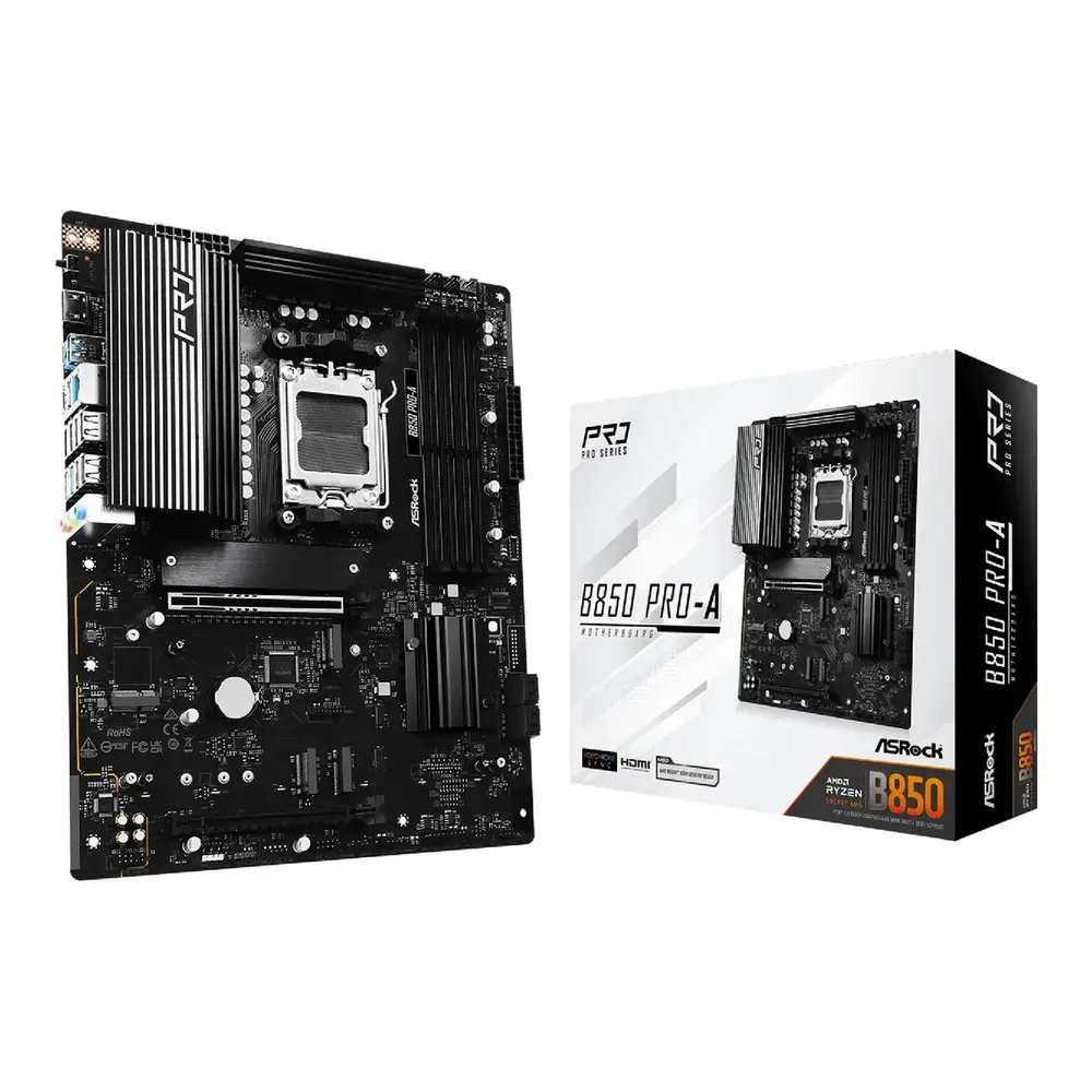 Mатеринська плата sAM5 AMD B850 4xDDR5 HDMI/USB3.2  4xM.2 2.5GbE LAN ATX B850 PRO-A ASROCK (B850 PRO-A)