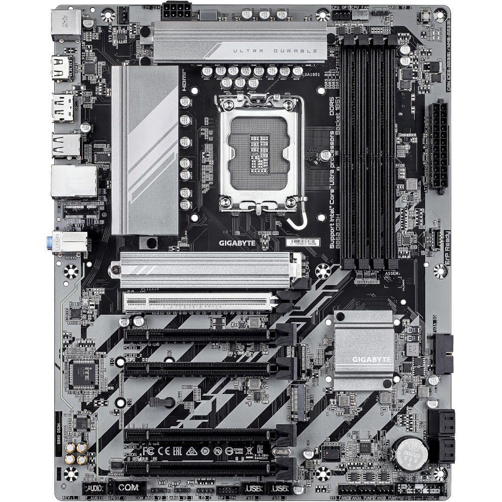 Mатеринська плата s1851 Intel B860 DP/HDMI 4xDDR5  2xM.2 2.5GbE LAN mATX B860 DS3H GIGABYTE (B860 DS3H)