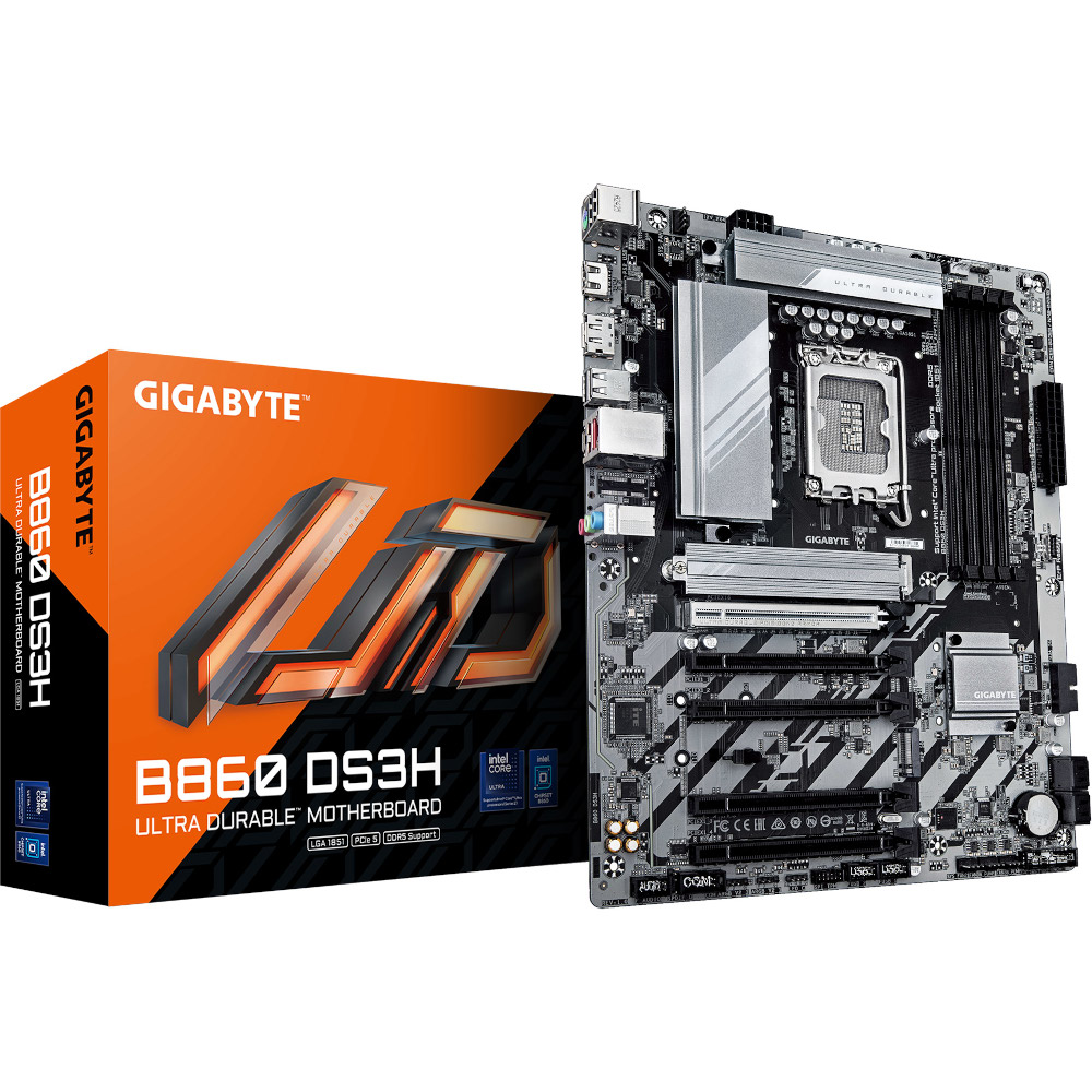 Mатеринська плата s1851 Intel B860 DP/HDMI 4xDDR5  2xM.2 2.5GbE LAN mATX B860 DS3H GIGABYTE (B860 DS3H)