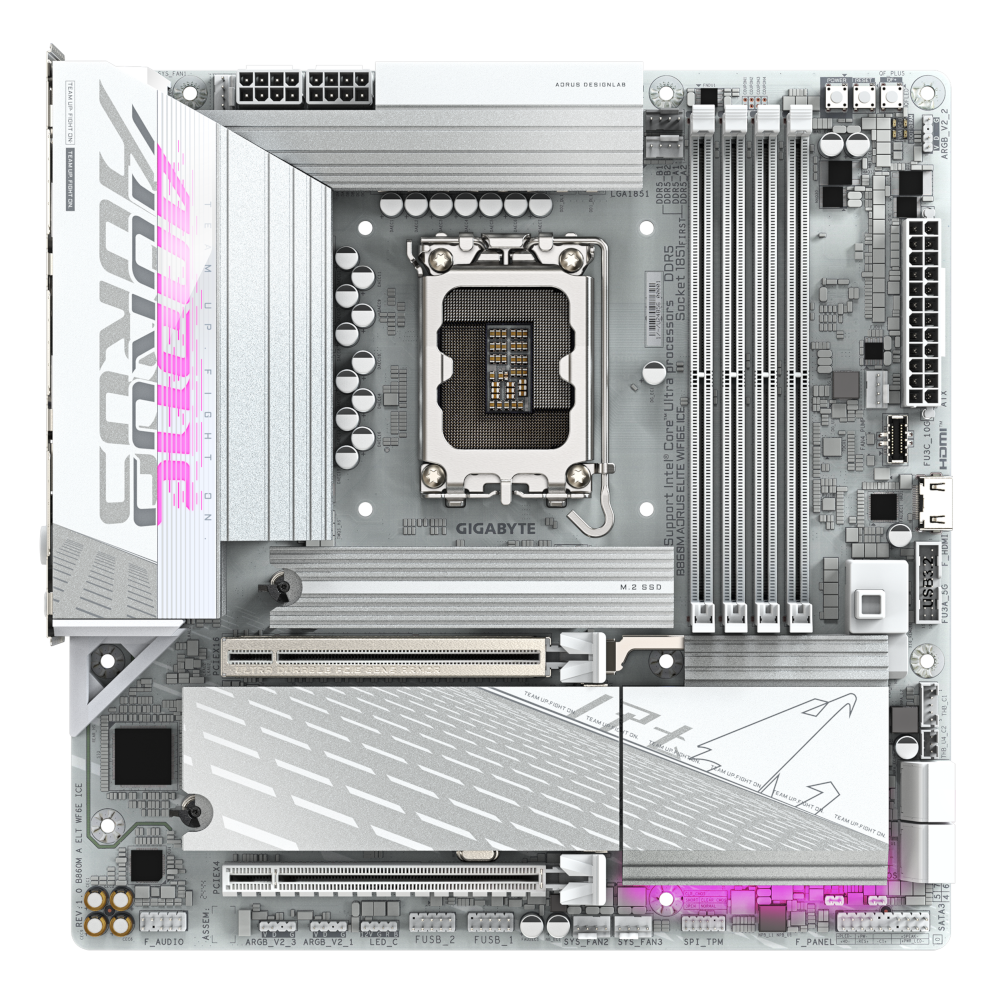 Mатеринська плата s1851 Intel B860 DP/2xHDMI/USB4- С  3xM.2 2.5GbE LAN mATX B860M AORUS ELITE WIFI6E ICE GIGABYTE (B860M AORUS ELITE WIFI6E ICE)