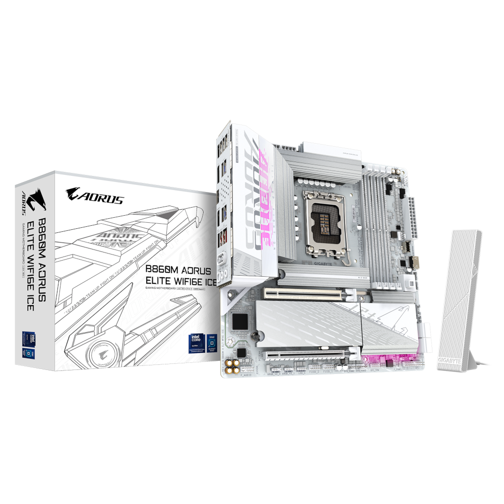 Mатеринська плата s1851 Intel B860 DP/2xHDMI/USB4- С  3xM.2 2.5GbE LAN mATX B860M AORUS ELITE WIFI6E ICE GIGABYTE (B860M AORUS ELITE WIFI6E ICE)