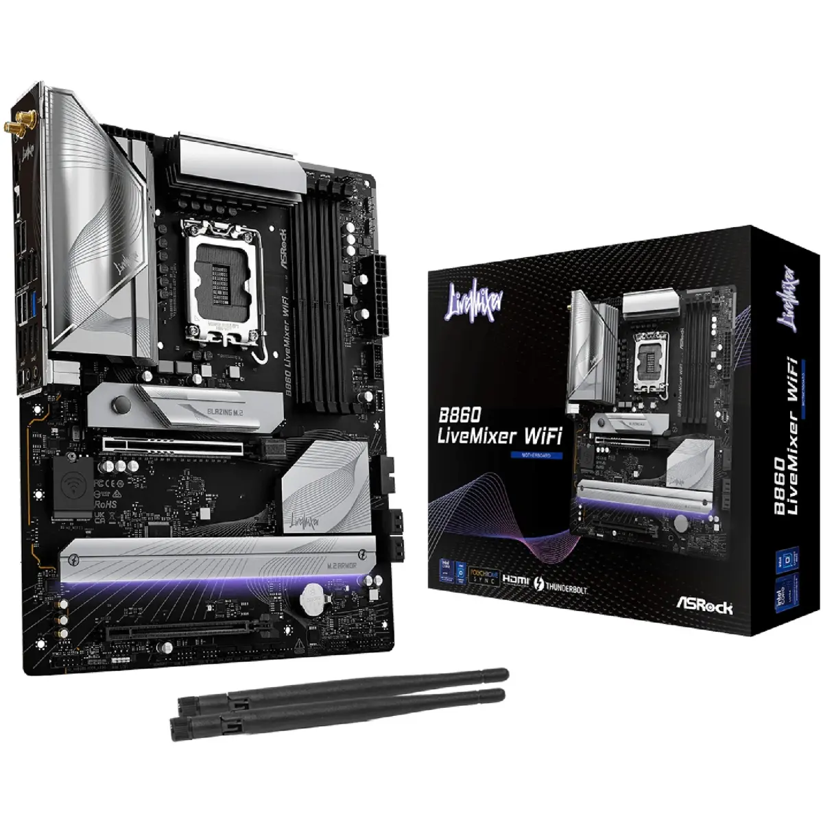 AsRock B860 LiveMixer WiFi (1851/B860, 4*DDR5, 2*PCIex16, HDMI/TB4, 4xSATA, 3xM.2, 2.5Glan, 7.1ch, A (B860 LiveMixer WiFi)