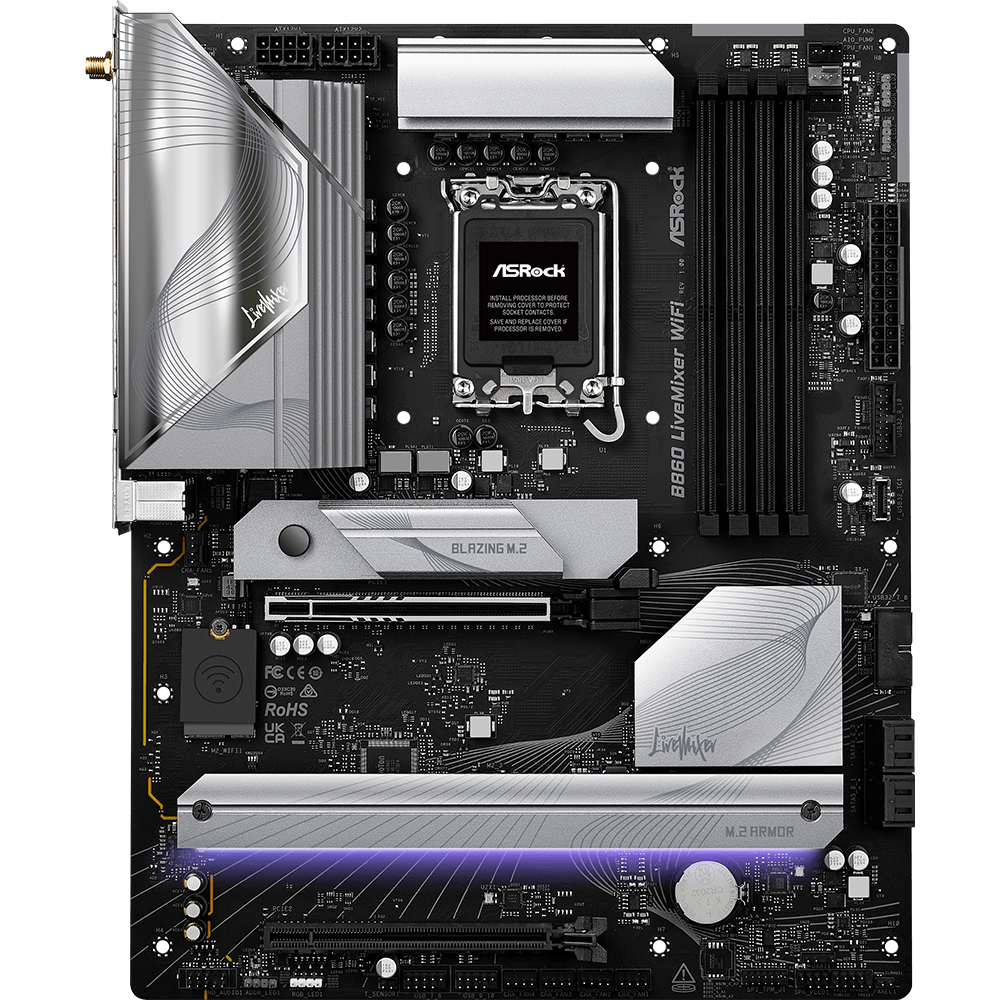 AsRock B860 LiveMixer WiFi (1851/B860, 4*DDR5, 2*PCIex16, HDMI/TB4, 4xSATA, 3xM.2, 2.5Glan, 7.1ch, A (B860 LiveMixer WiFi)