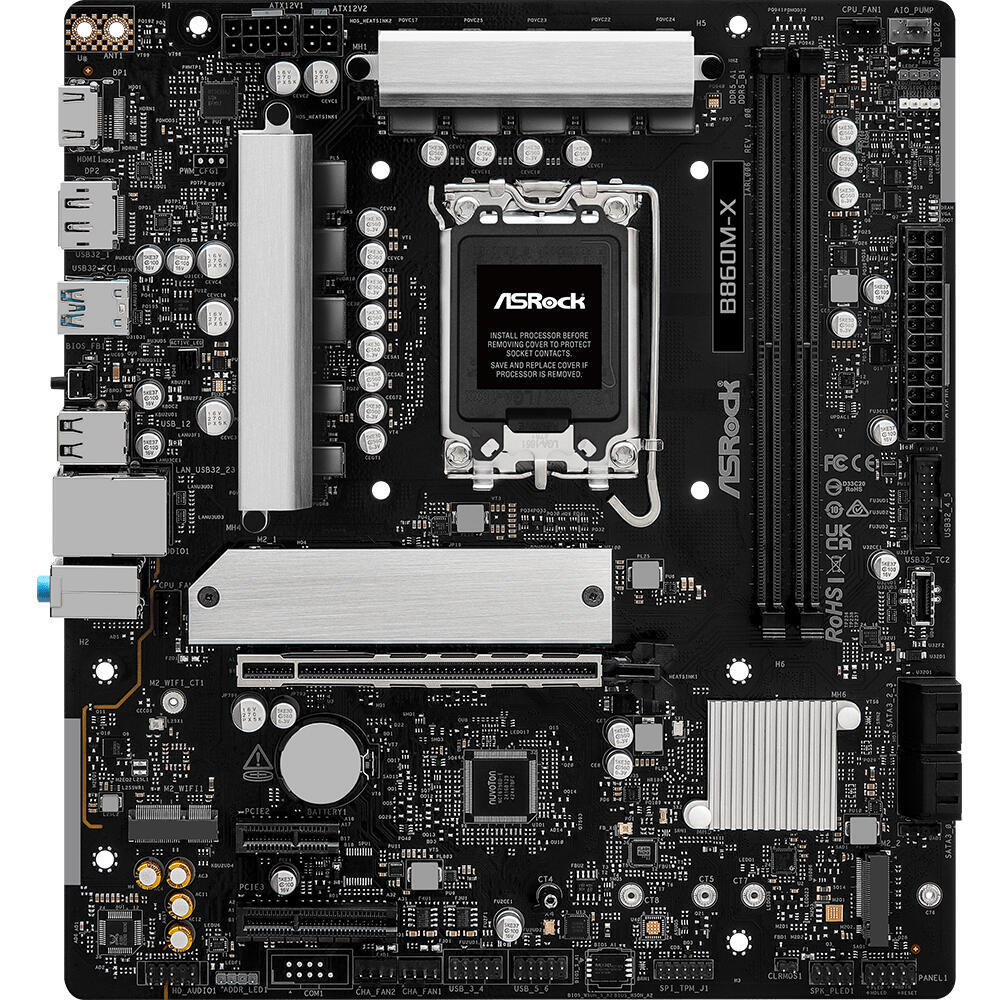 Материнська плата AsRock B860M-X (1851/B860, 2*DDR5, PCIex16, HDMI/DP, 4xSATA, 2xM.2, 2.5Glan, 7.1ch, mATX) (B860M-X) (1807836)