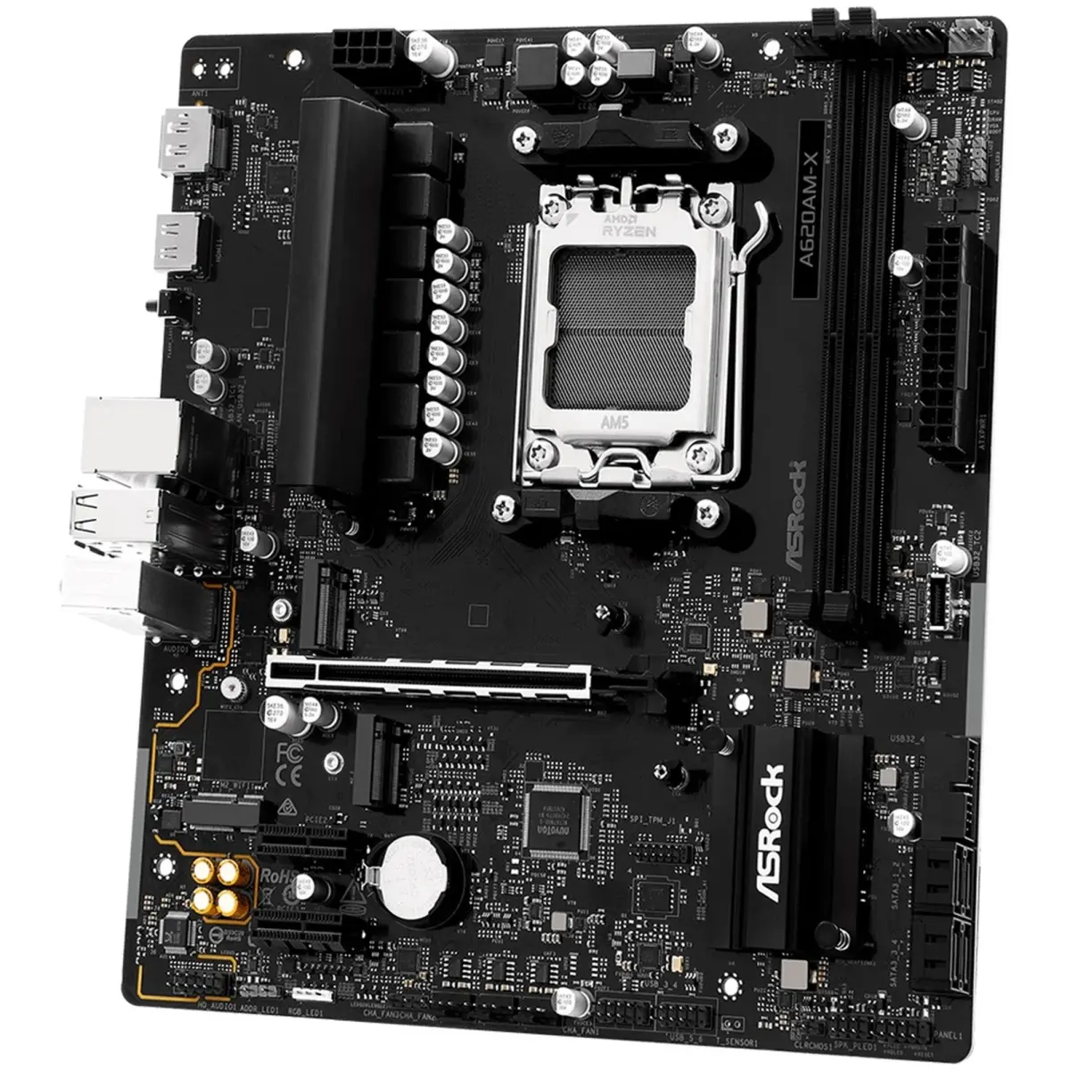 Mатеринська плата sAM5 AMD A620A DP/HDMI 2xM.2 4xD DR5 2.5GbE LAN mATX  A620AM-X ASROCK (A620AM-X)