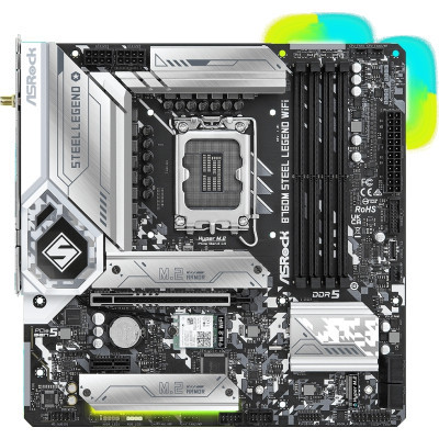 Mатеринська плата s1700 Intel B760 DP/HDMI/eDP 3xM .2 4xDDR5 2.5GbE LAN mATX  B760M STEEL LEGEND WIFI ASROCK (B760M STEEL LEGEND WIFI)