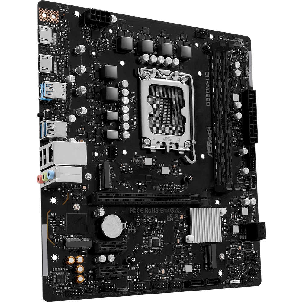 Mатеринська плата AsRock B860M-H2 (1851/B860, 2*DDR5, PCIex16, 2xHDMI, 4xSATA, 2xM.2, Glan, 7.1ch, mATX) (B860M-H2)
