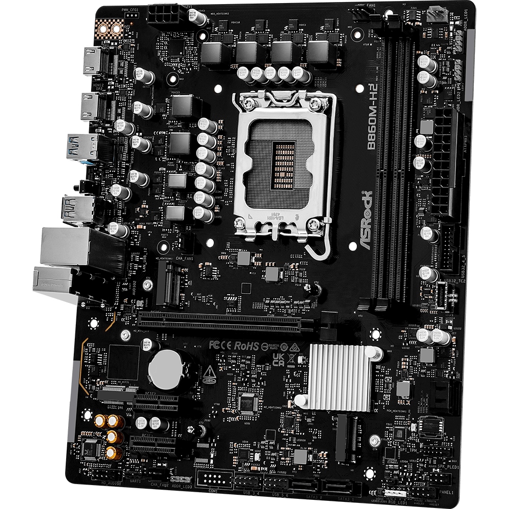 Mатеринська плата AsRock B860M-H2 (1851/B860, 2*DDR5, PCIex16, 2xHDMI, 4xSATA, 2xM.2, Glan, 7.1ch, mATX) (B860M-H2)